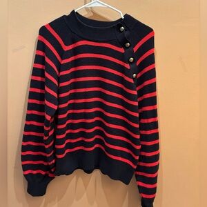Who Wore What Striped Red and Black Women Long Sleeve Sweater Size Large